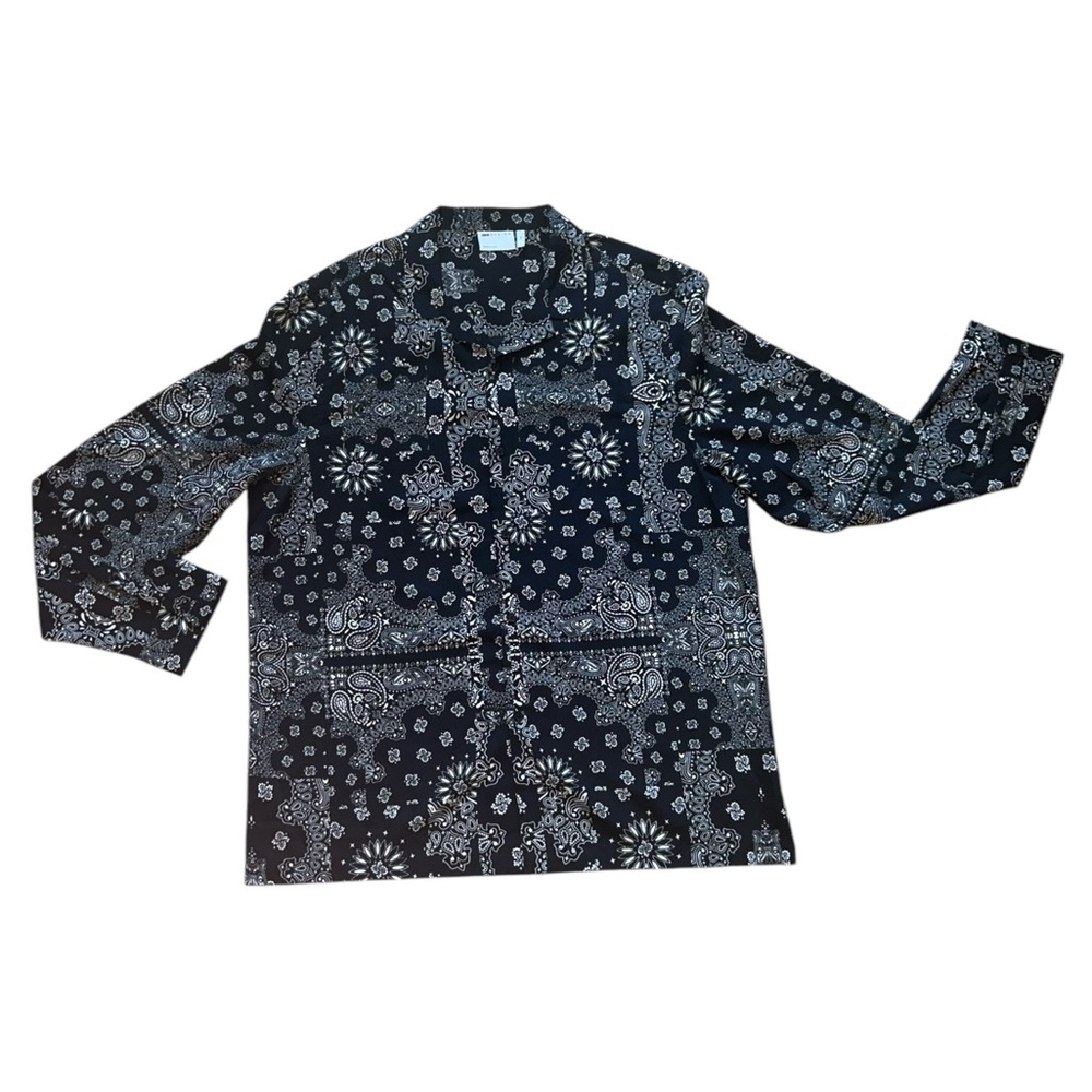 Black and White Paisley Button Up Long Sleeve ASOS Shirt